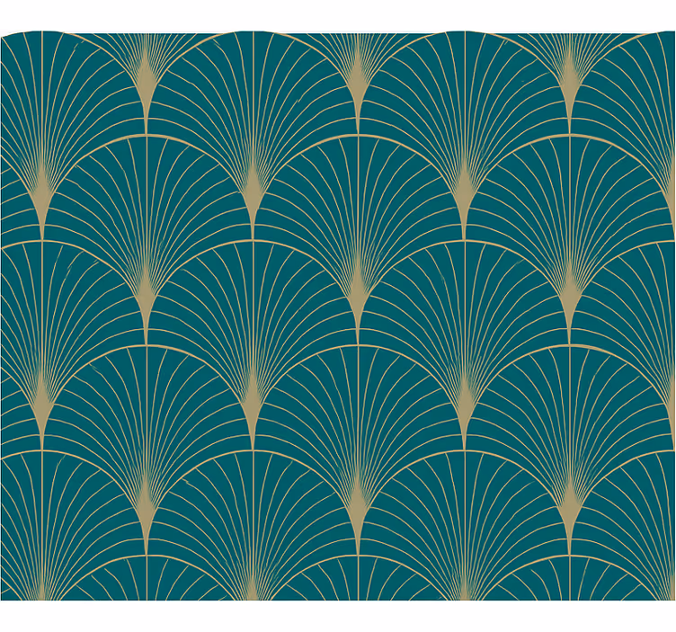 Papier peint chambre adulte décor artistique bleu doré - TenStickers