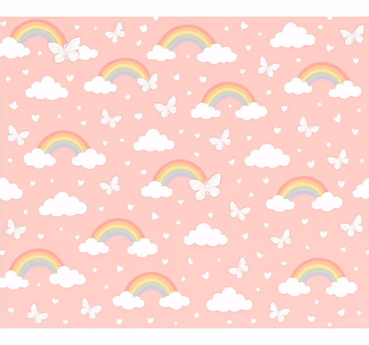 Papier peint chambre enfant design arc-en-ciel rose - TenStickers