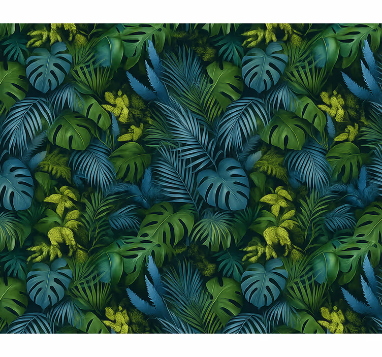 Papier peint chambre adulte feuilles vertes et bleues - TenStickers