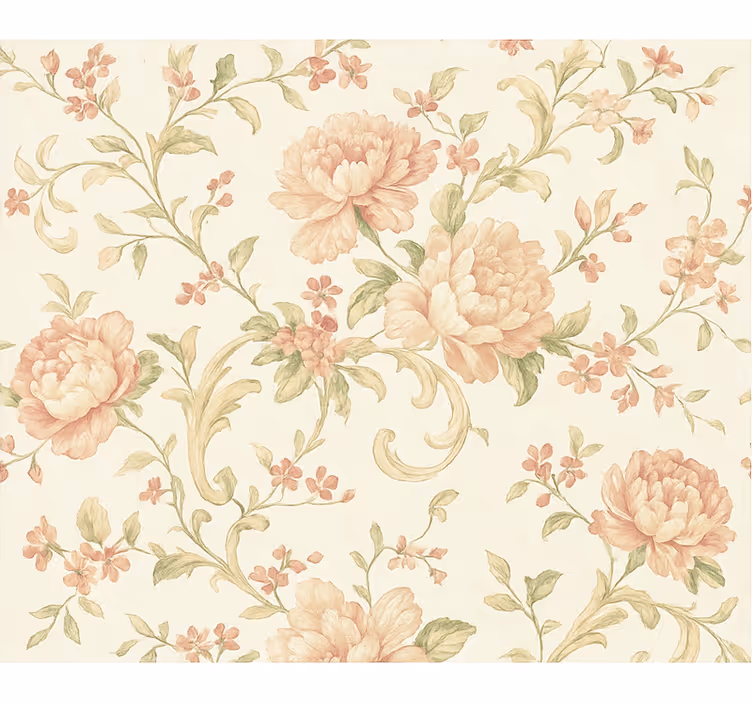 Papier peint chambre adulte motif floral vintage rose clair - TenStickers