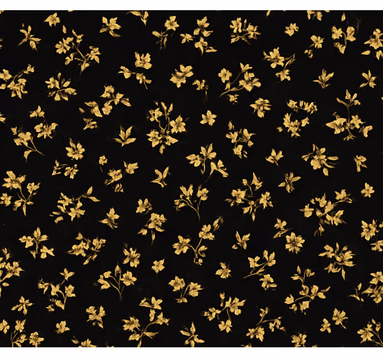 Papier peint chambre adulte fond noir fleurs dorées - TenStickers