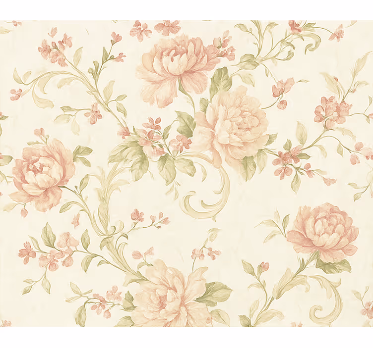 Papier peint chambre adulte motif floral vintage rose clair - TenStickers