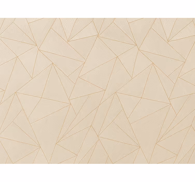 Papier peint salon triangles en bois avec lignes dorées - TenStickers