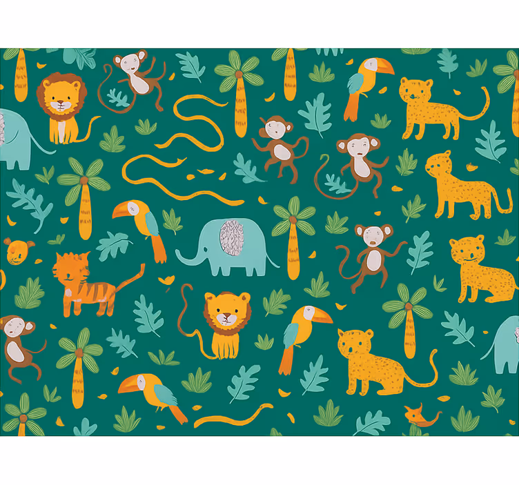 Papier peint chambre enfant design jungle mignon simple - TenStickers