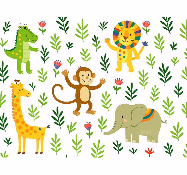 Papier peint chambre enfant animaux mignons et joyeux - TenStickers