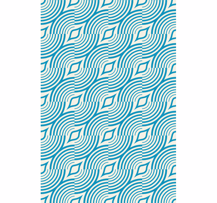 Papier peint fleurs motif marin lignes bleues - TenStickers