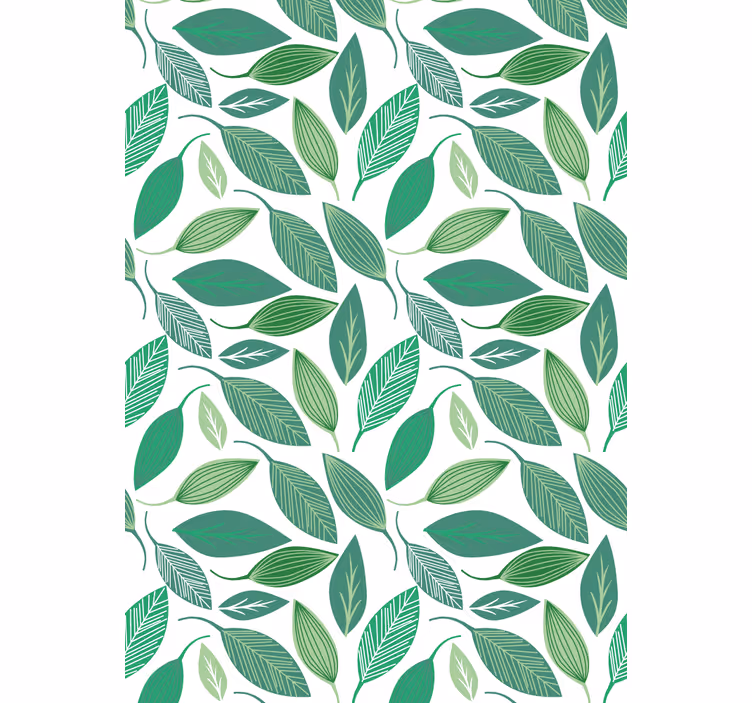 Papier peint fleurs motif nature feuilles vertes - TenStickers