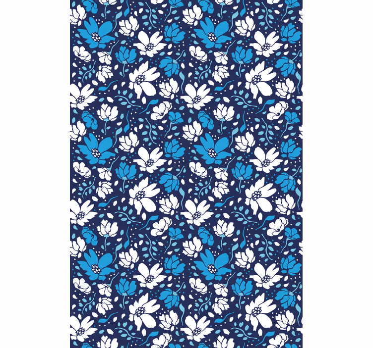 Papier peint fleurs marguerites blanches sur fond bleu - TenStickers