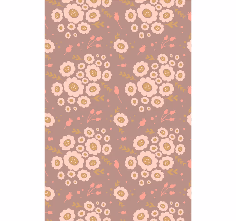 Papier peint fleurs motif art populaire pastel - TenStickers