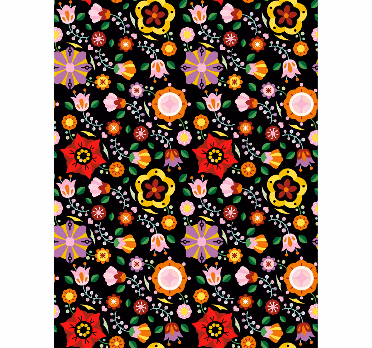Papier peint fleurs motifs folkloriques polonais - TenStickers