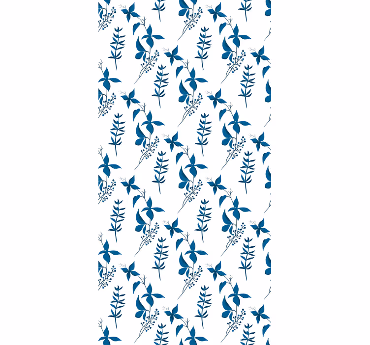 Papier peint fleurs motif fleurs bleues - TenStickers