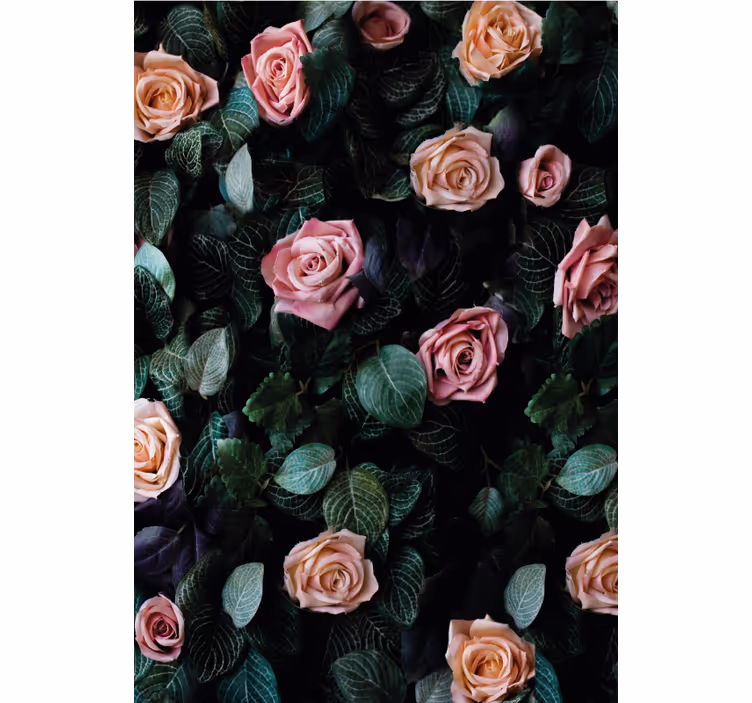 Papier peint fleurs roses rouges - TenStickers