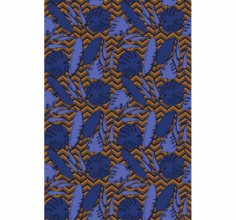 Papier peint chambre adulte motif zigzag bleu orange - TenStickers