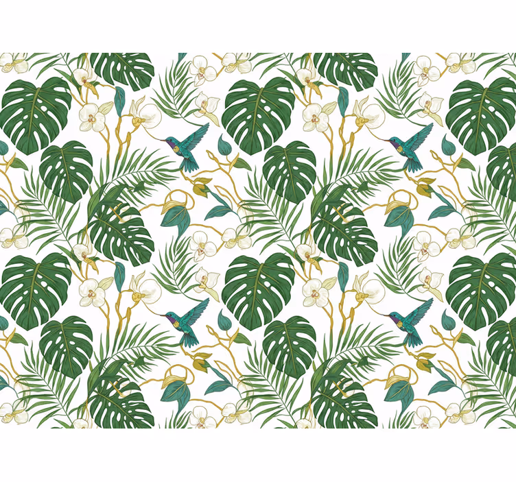 Papier peint feuilles jardin botanique émeraude - TenStickers