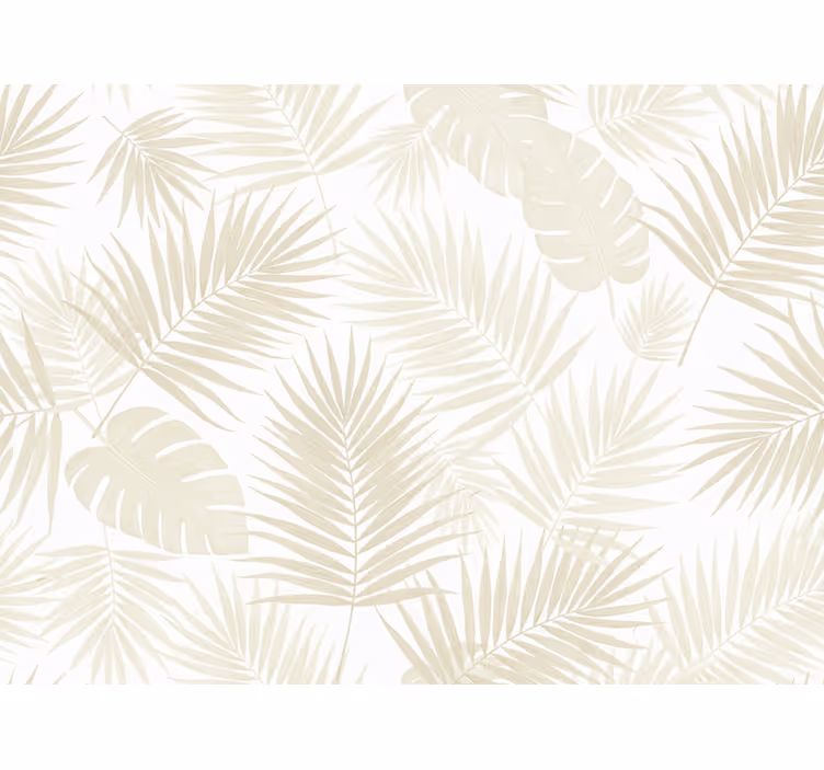 Papier peint floral feuilles de palmier crème - TenStickers