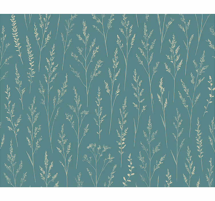 Papier peint floral prairie sauvage bleu-vert doux - TenStickers