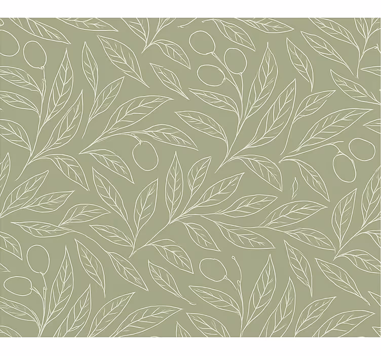 Papier peint feuilles branches d'olivier vert boueux - TenStickers