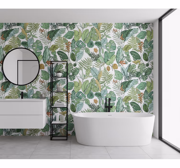 Papier peint feuilles jungle aux différentes feuilles - TenStickers