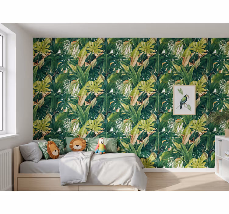 Papier peint feuilles feuillage tropical réaliste - TenStickers