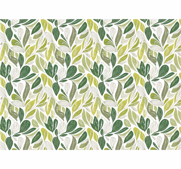 Papier peint feuilles motif vert et beige - TenStickers