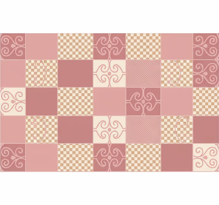 Papier peint géométrique design à carreaux roses - TenStickers