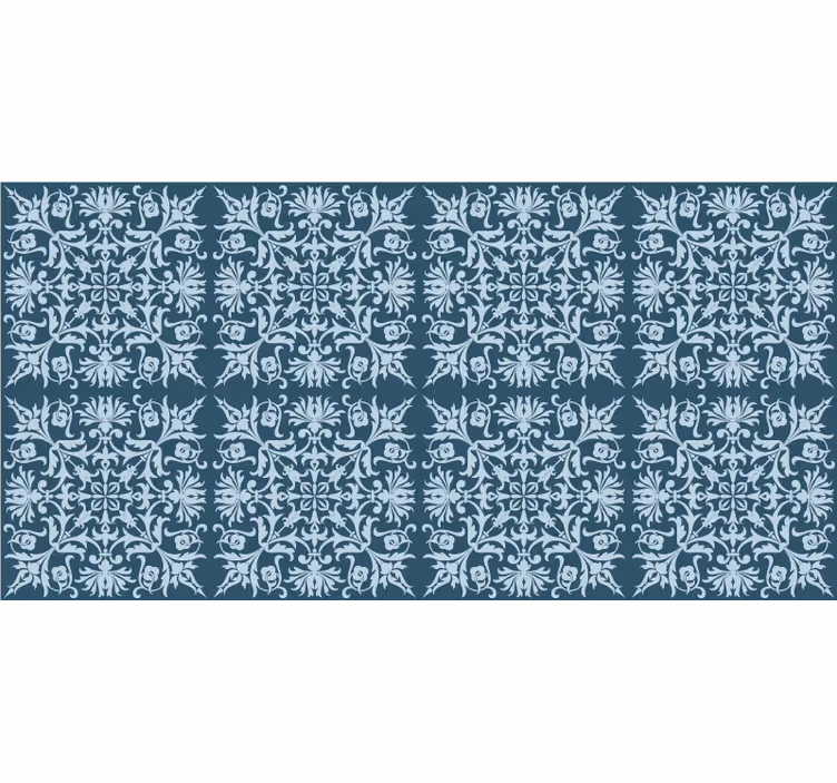Papier peint bleu motif floral provincial français - TenStickers
