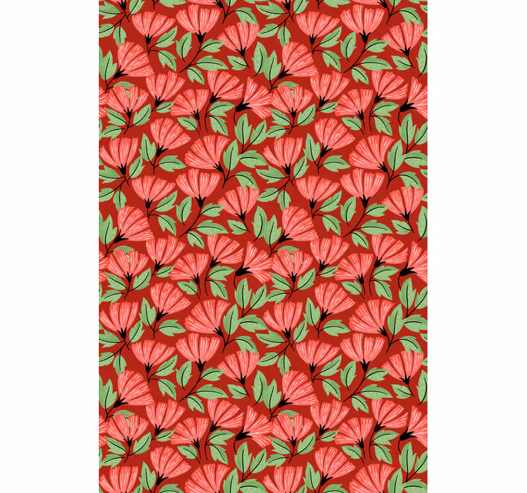 Papier peint rouge motif vintage rouge - TenStickers