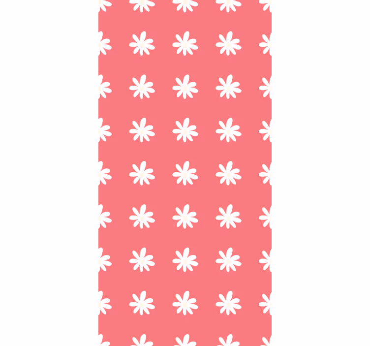 Papier peint rouge fleurs de marguerite sur rose - TenStickers