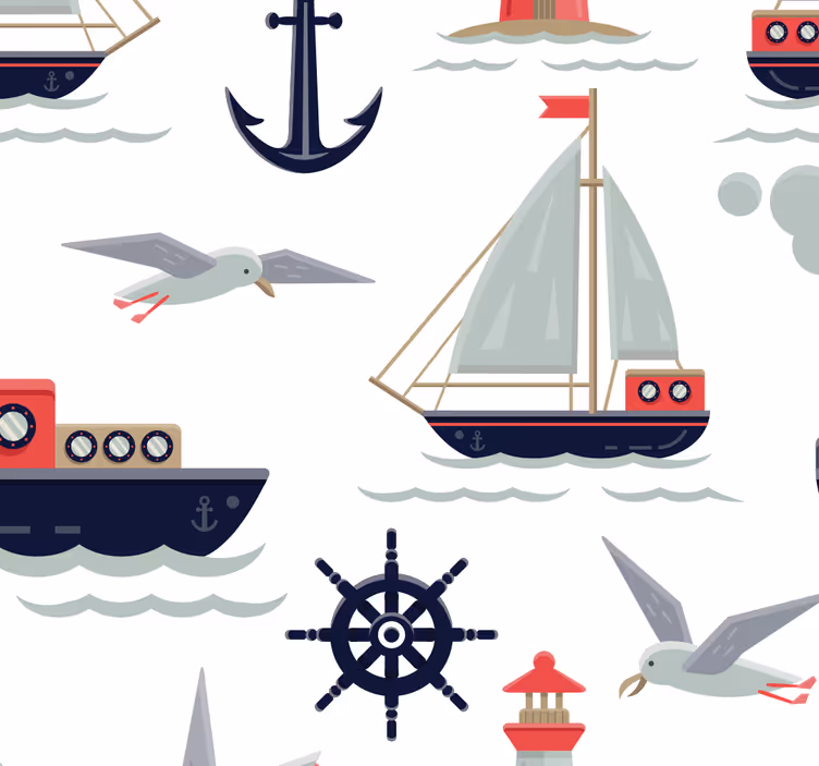 Papier peint chambre bébé crèche nautique - TenStickers