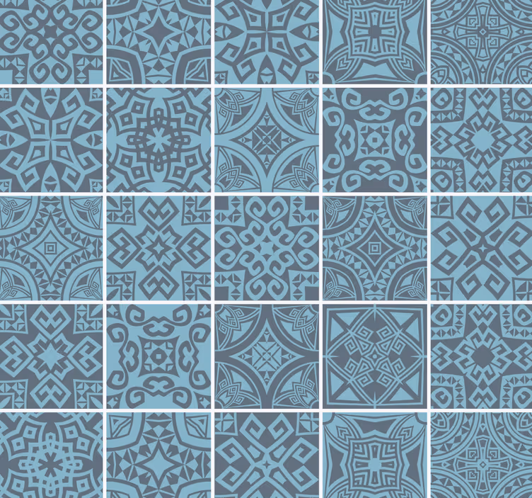 Papier peint carrelage motifs grecs bleus - TenStickers