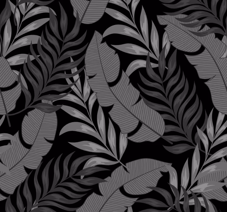 Papier peint chambre feuilles motif noir élégant - TenStickers