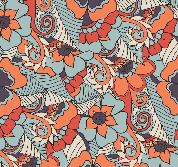 Papier peint salon floral paisley - TenStickers