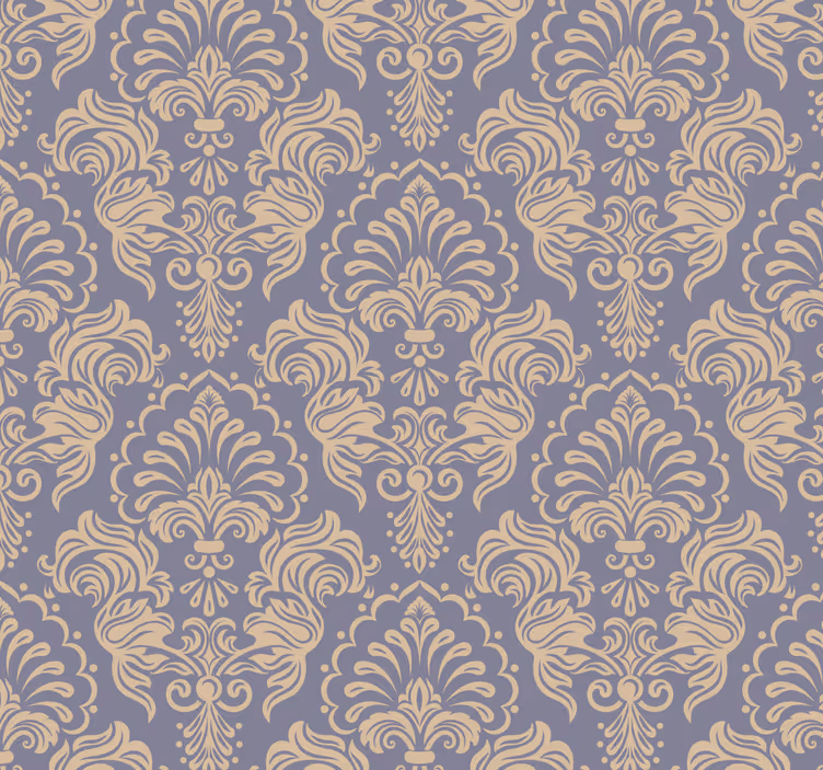 Papier peint baroque style ancien bleu et crème - TenStickers
