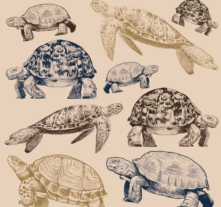 Papier peint animaux Tortues beige - TenStickers
