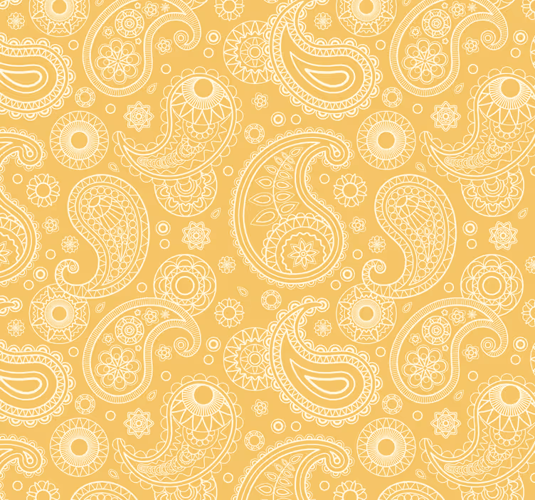 Papier peint entrée motif cachemire jaune complexe - TenStickers