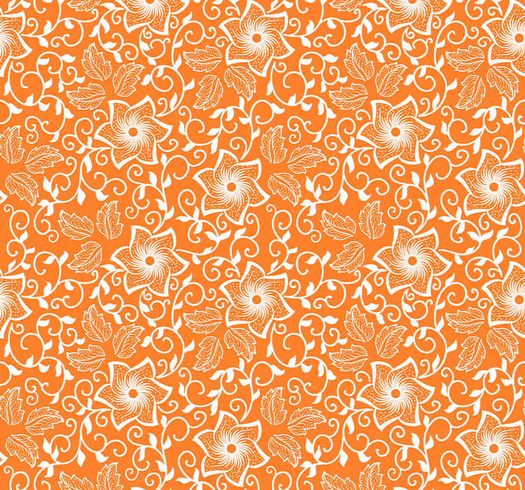 Papier peint fleuri style Paisley orange - TenStickers