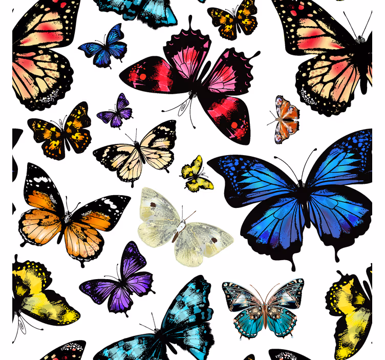 Papier peint papillon motif volant coloré - TenStickers