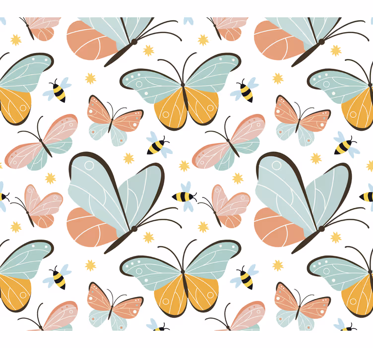 Papier peint papillon motif d'abeilles - TenStickers
