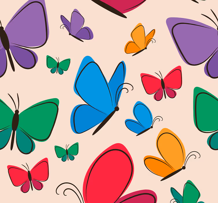 Papier peint papillon Papillons volant pour les enfants - TenStickers