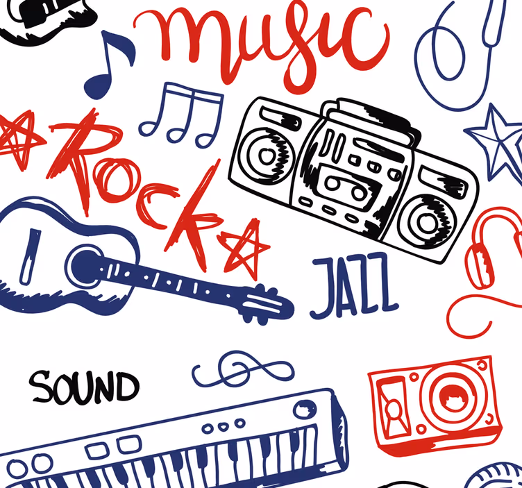 Papier peint chambre ado instruments de musique - TenStickers