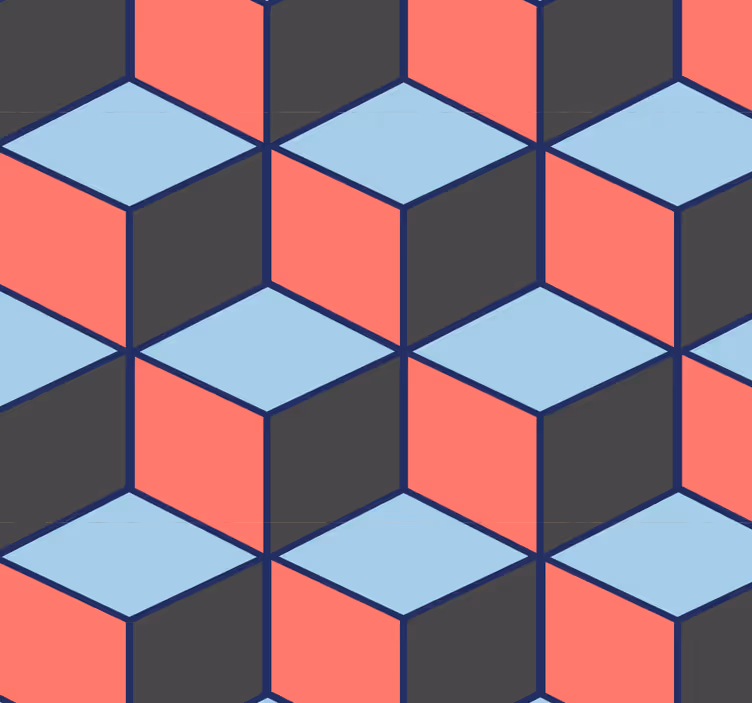 Papier peint géometrique illusion cubique - TenStickers