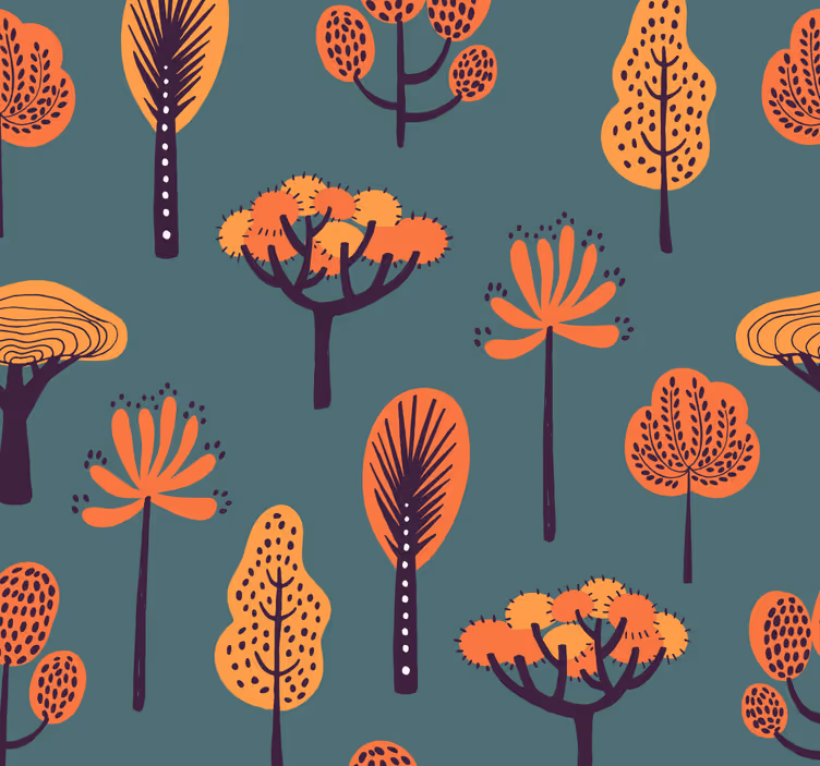 Arbre papier peint motifs botaniques stylisés - TenStickers
