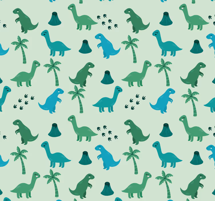 Papier peint dinosaures illustration vert - TenStickers