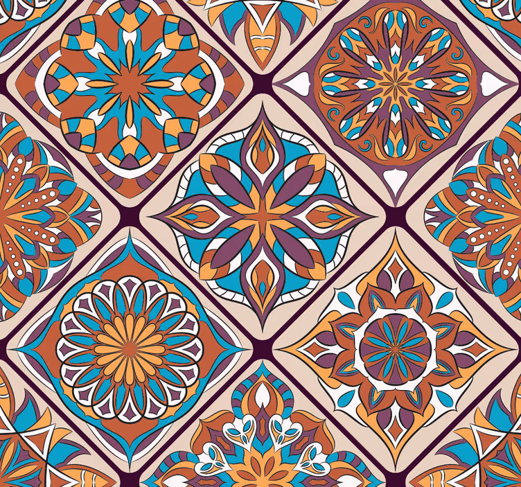Papier peint carrelage rétro couleurs magiques - TenStickers