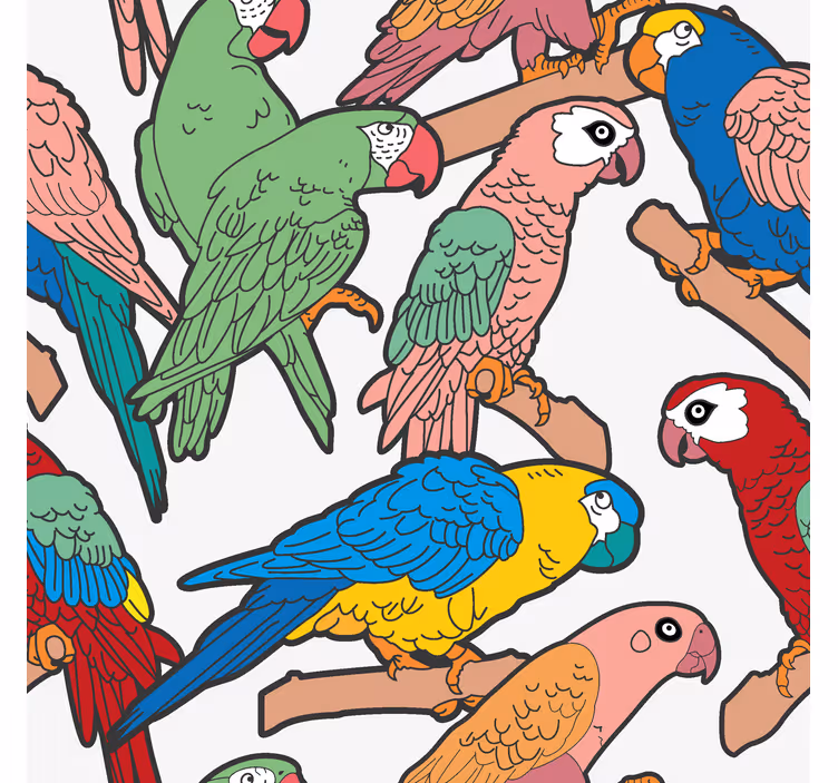 Papier peint perroquets variété rétro - TenStickers