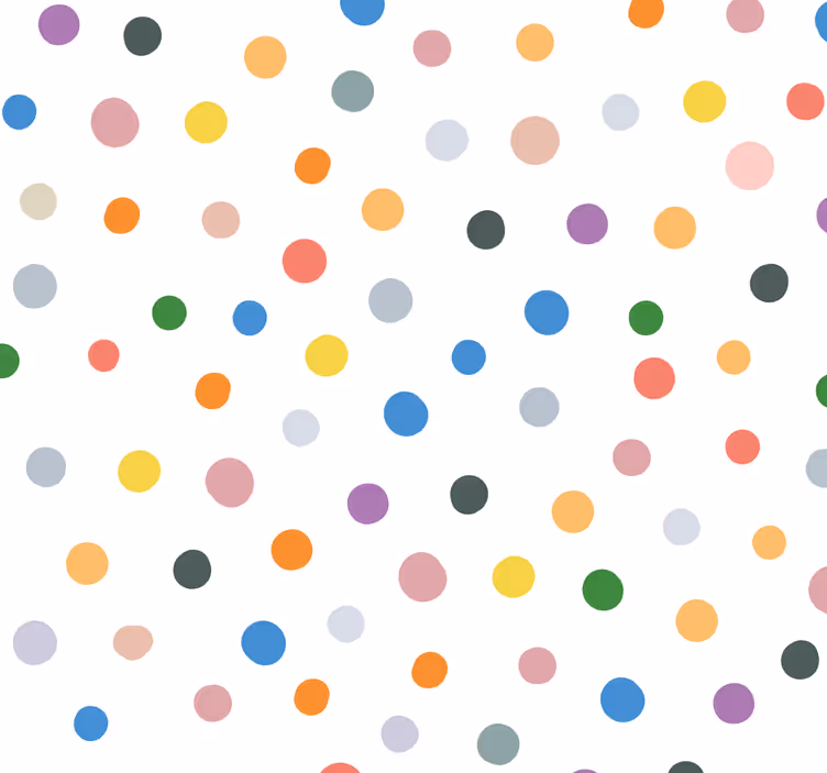 Papier peint chambre avec points ronds colorés sur blanc - TenStickers