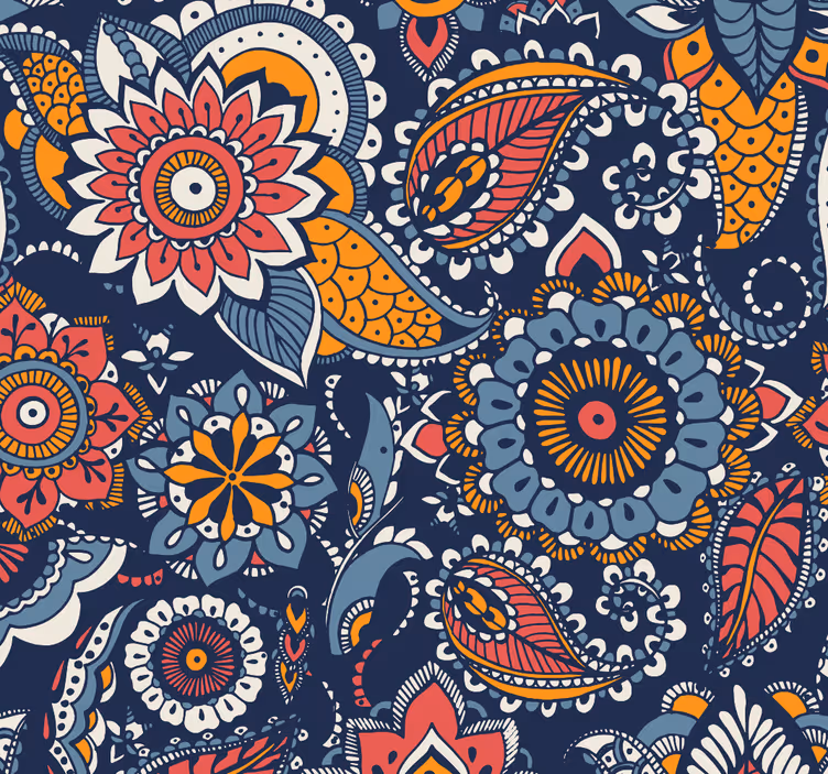 Papier peint ornemental motif cachemire décoratif - TenStickers