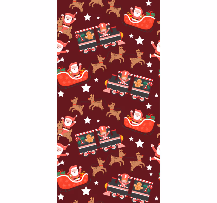 Papier peint noel traîneau festif du père noël - TenStickers