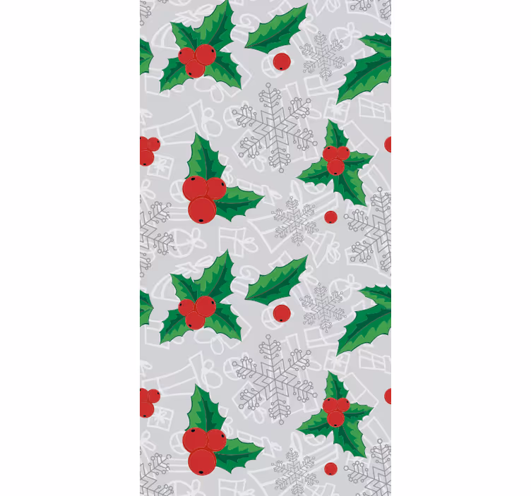 Papier peint noel motif de houx festif - TenStickers