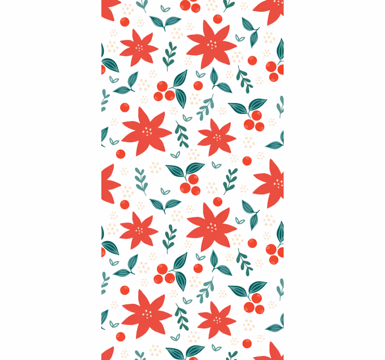 Papier peint noel motif de poinsettias festif - TenStickers